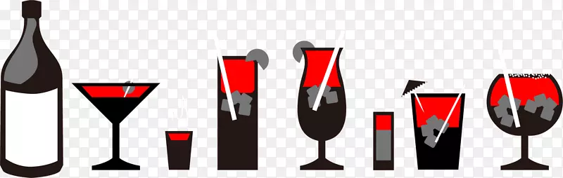 红酒杯-红葡萄酒和黑葡萄酒