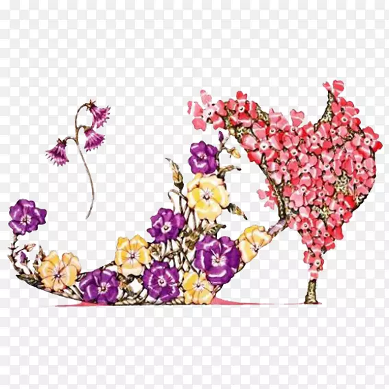 丹尼斯·凯特花卉设计鞋的植物鞋-花卉鞋