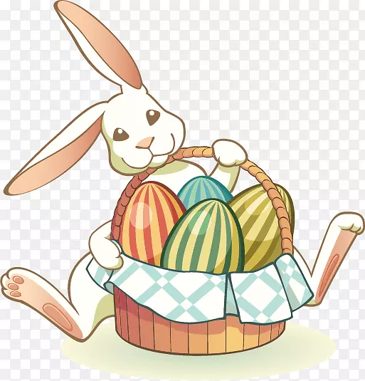 复活节兔子复活节彩蛋夹艺术服装它提到兔子的食物篮