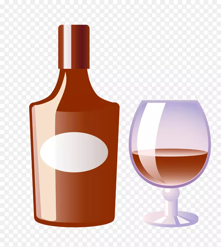 红葡萄酒圣代瓶-创意手绘红葡萄酒瓶