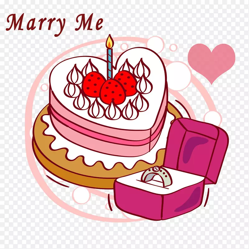 生日蛋糕订婚戒指结婚戒指插图-情人节