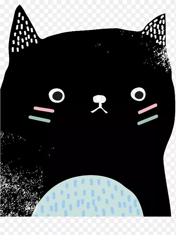 猫画插图-黑猫