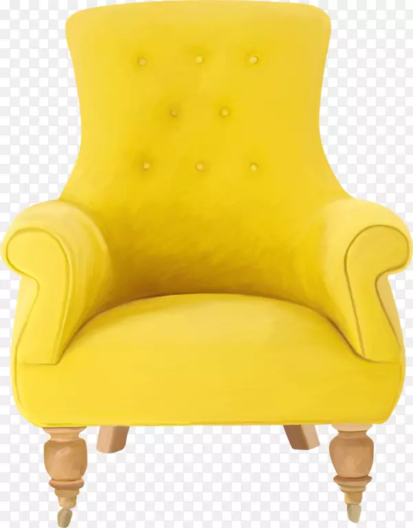 椅子沙发，毛绒枕头，涂成黄色的沙发
