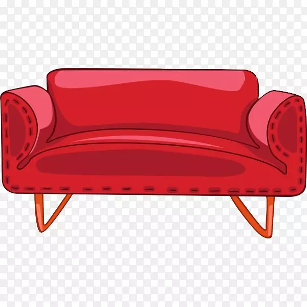 桌子沙发家具插图.红色沙发