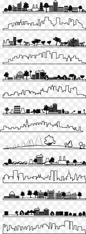 城市轮廓画艺术-城市黑白剪影