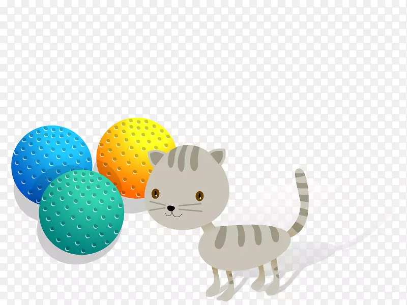 猫玩具插图-猫，球
