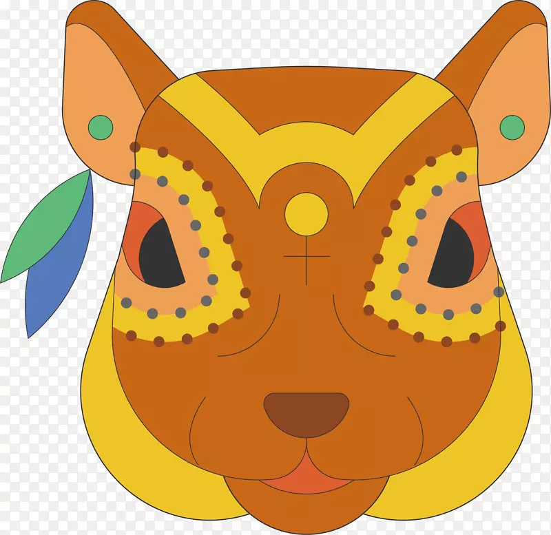狮子猫老虎长颈鹿动物手绘彩色猫