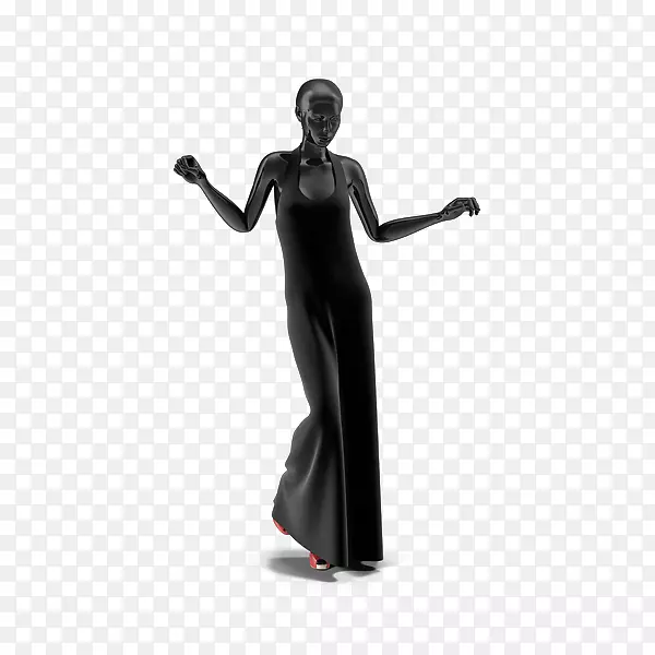 旗袍模特-黑色服装模特展示