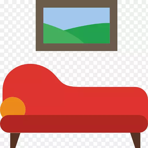 客厅家具可伸缩图形沙发图标-红色沙发