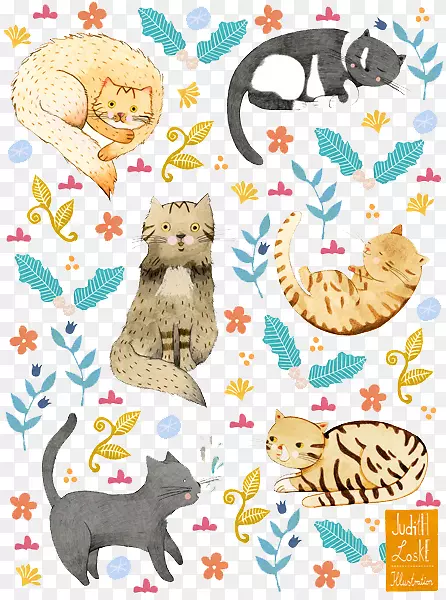 拉拉克米猫画插图-画各种图案的猫