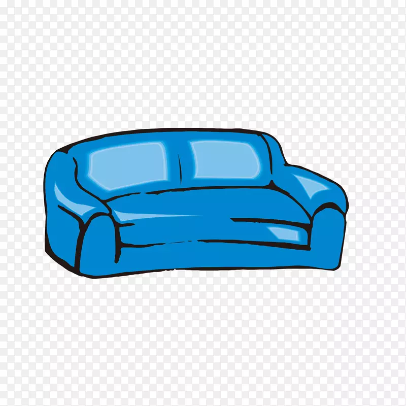 小型汽车剪贴画手绘蓝色沙发