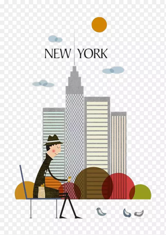 纽约市海报艺术插图-纽约市和人类