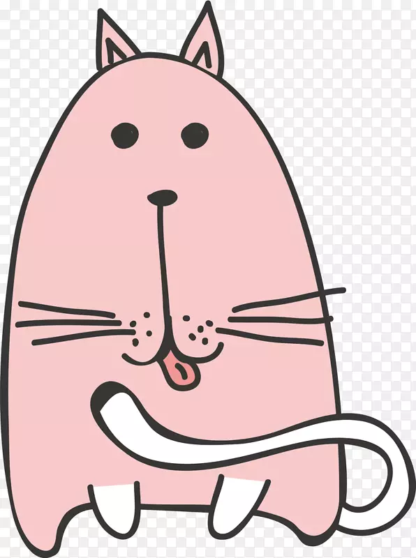 胡须粉红猫夹艺术-粉红卡通猫