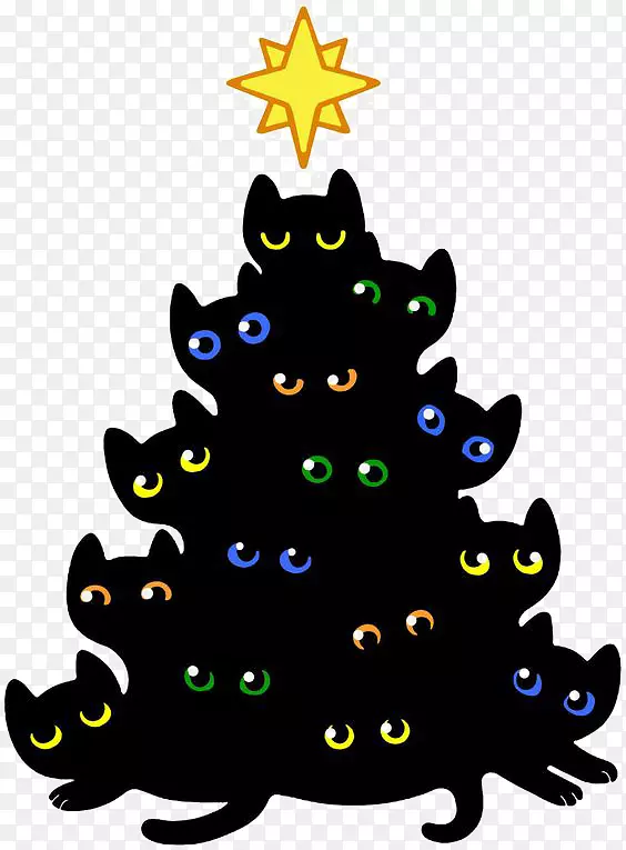 猫t恤圣诞树黑猫