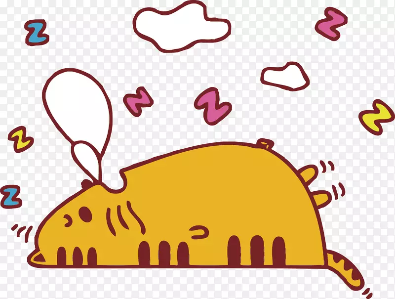 猫墙贴纸夹艺术-卡通可爱懒猫睡觉大黄