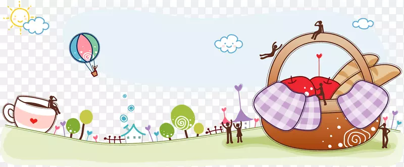 野餐篮插图-母婴可爱卡通模板