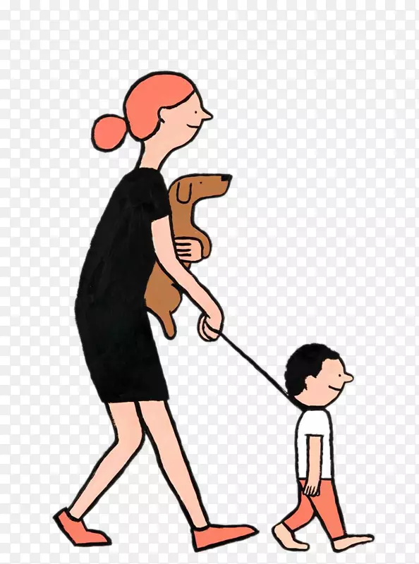 法国插画艺术绘画插图-抱着孩子的母亲