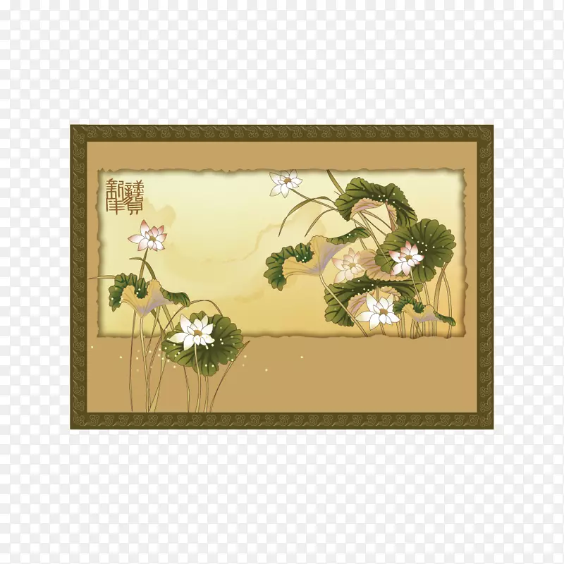 新年祝愿节日壁纸-复古莲花图片