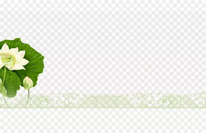 宗子端午节海报-装饰元素，莲花，绿色