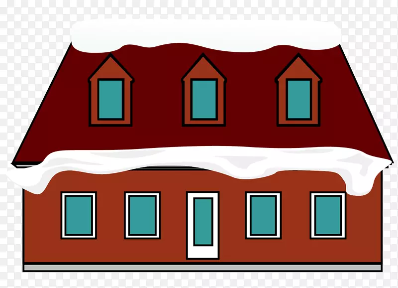 房屋建筑屋顶-红色房屋积雪建筑屋顶