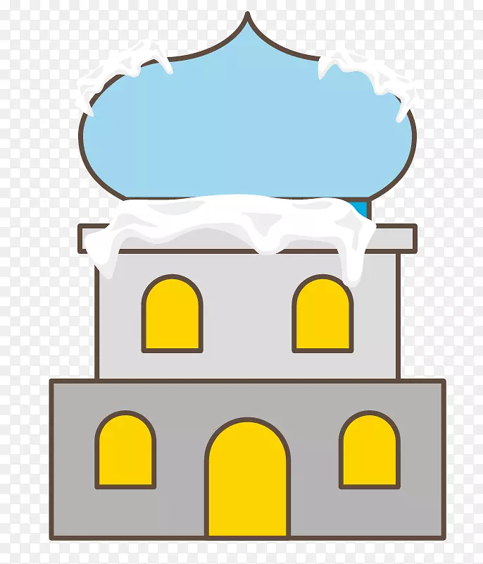 黄色剪贴画-蓝色塔楼屋顶雪