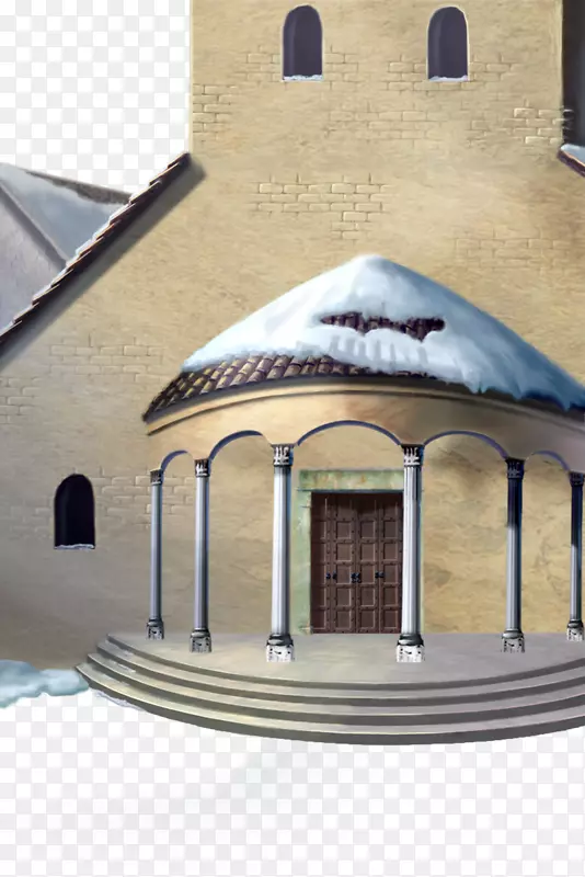 屋顶动画-古典欧洲前厅雪