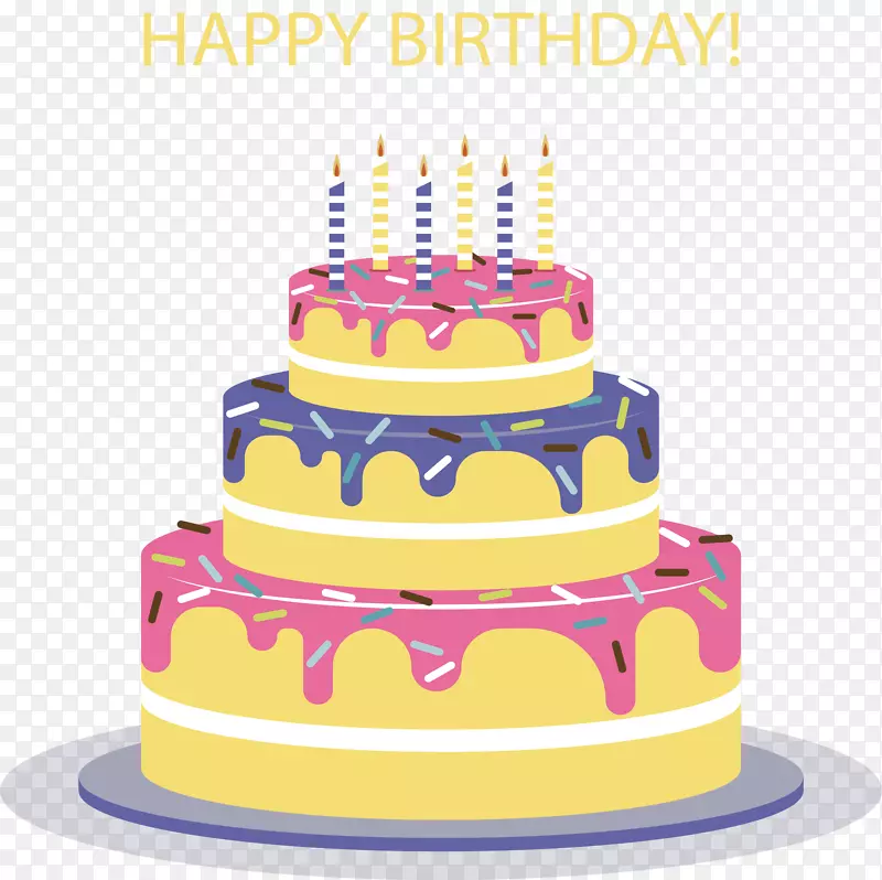 生日蛋糕层蛋糕奶油派托-五颜六色的三层蛋糕