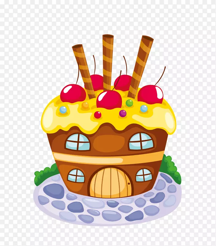 姜饼店纸杯蛋糕糖果插图卡通蛋糕