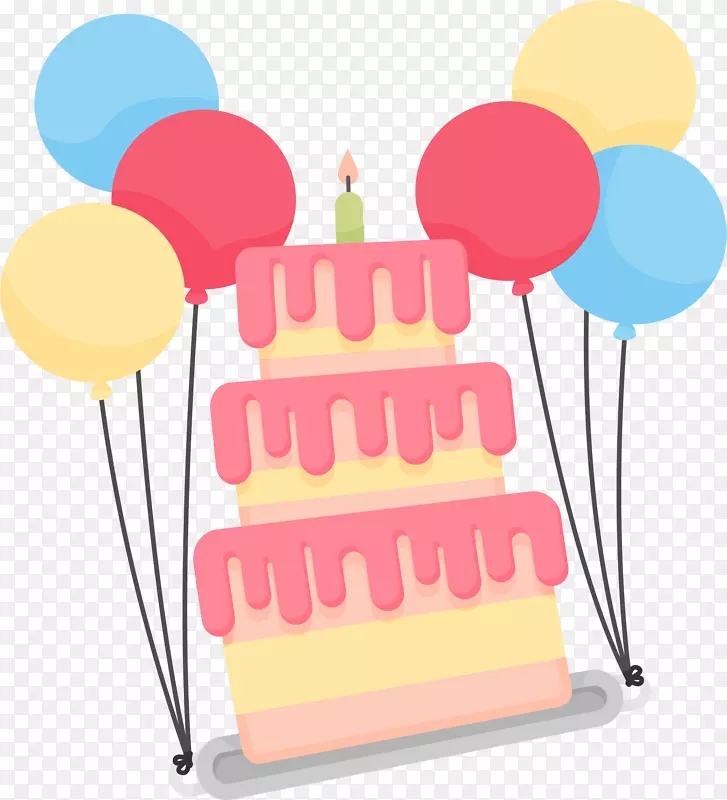 生日蛋糕剪贴画-气球装饰蛋糕
