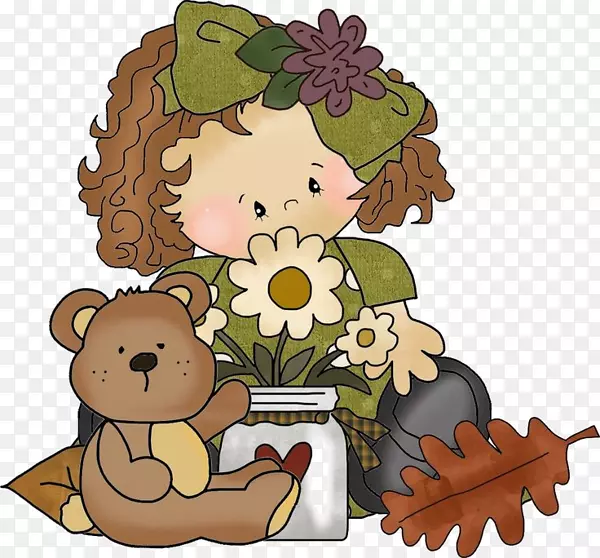 熊秋季感恩节剪贴画-儿童和熊