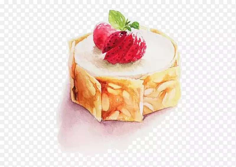 奶油干酪蛋糕艺术食品插图.手绘蛋糕