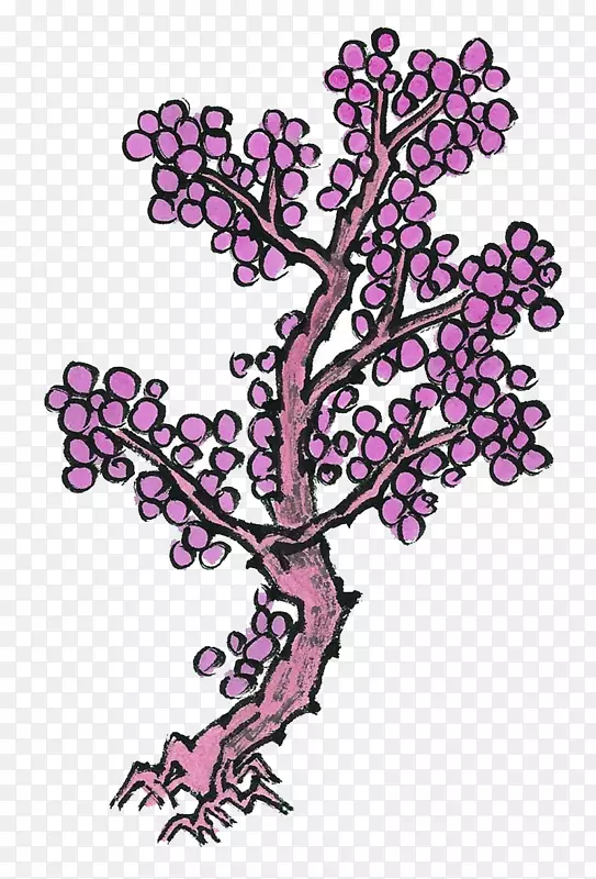 芥子园枝条、紫杉树、画-梅花手册