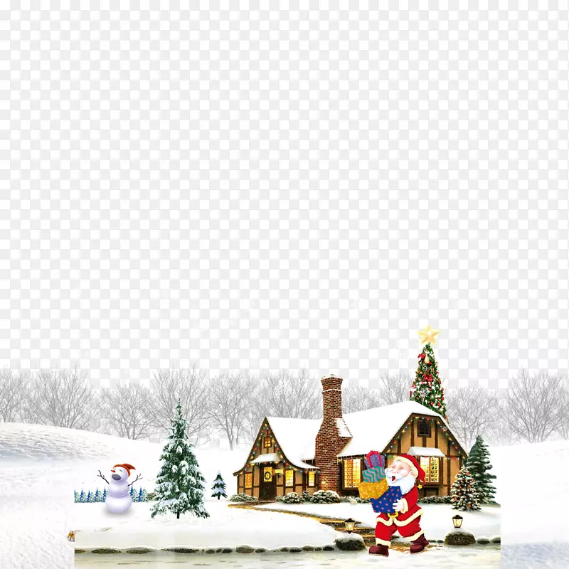免费下载圣诞树-冬季雪屋
