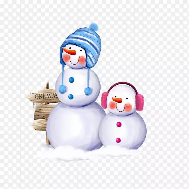 大汗雪人冬季剪贴画-可爱的雪人形象