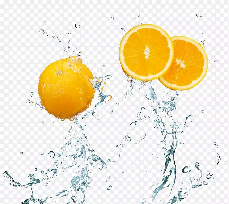 橙汁原料摄影橙片水.水中的橙子