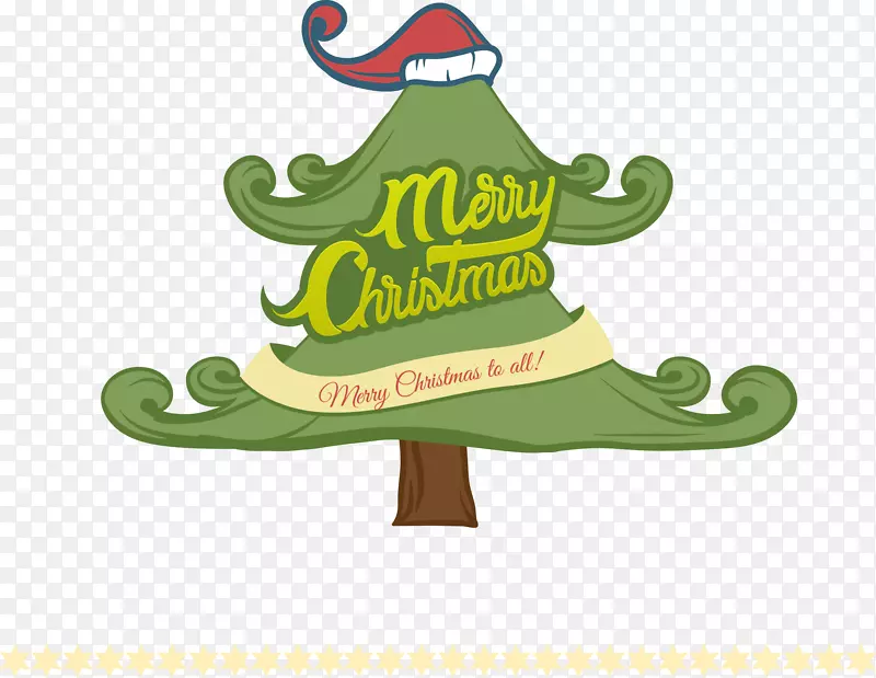 圣诞老人圣诞树装饰插图-圣诞树上的帽子