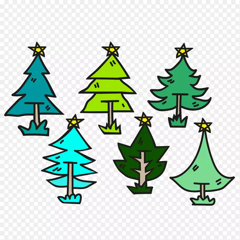 圣诞树，松树，剪贴画，图中的圣诞树。