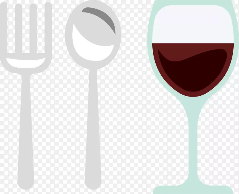 品牌叉子勺字体-蓝色葡萄酒餐具