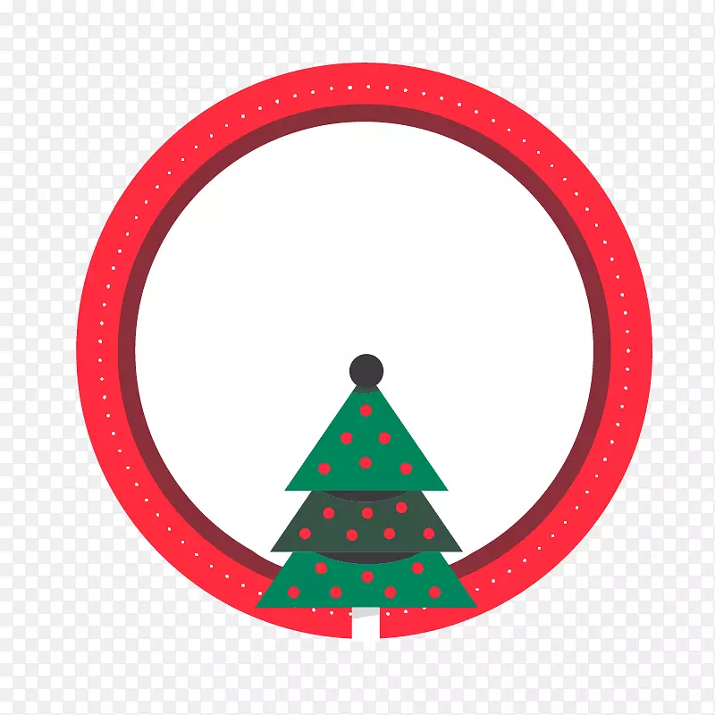 圣诞树节日-圣诞树圆形标签