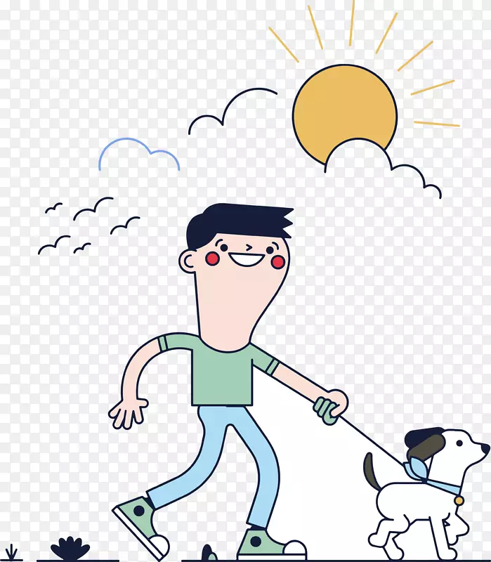 狗动画宠物行走周期-卡通PNG遛狗