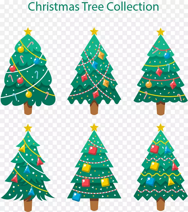 圣诞树装饰冷杉-六棵圣诞树