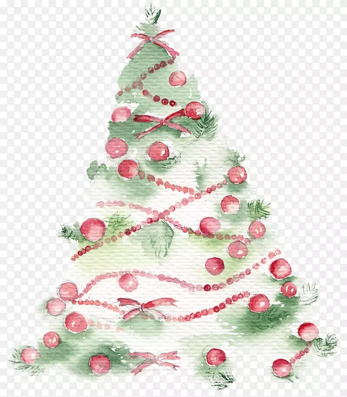 圣诞树画海报插图-覆盖圣诞树球