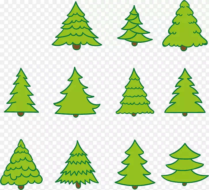 圣诞树松木剪贴画-三排圣诞树