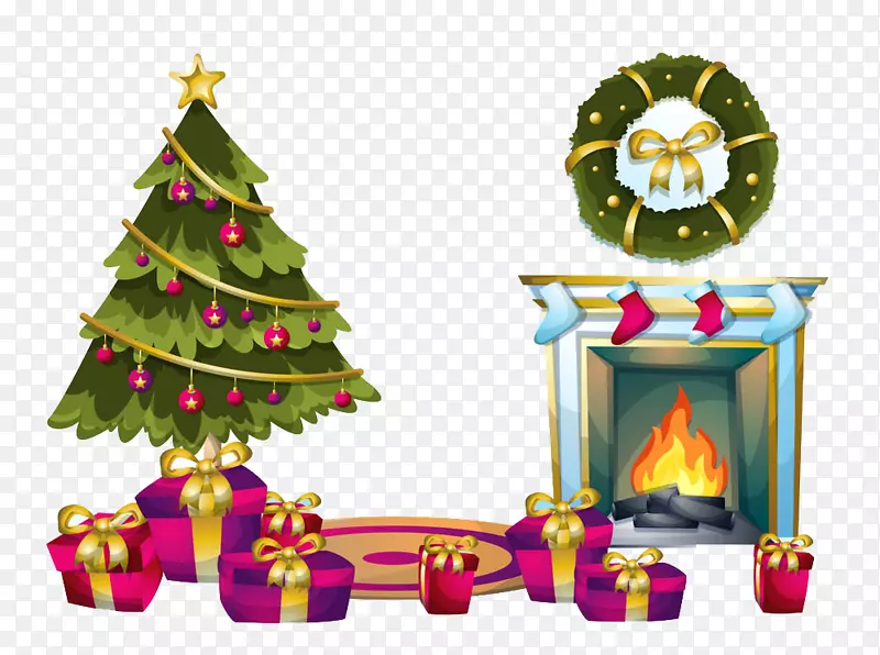 礼品圣诞树摄影插图-圣诞树及礼品演绎创意高清免费