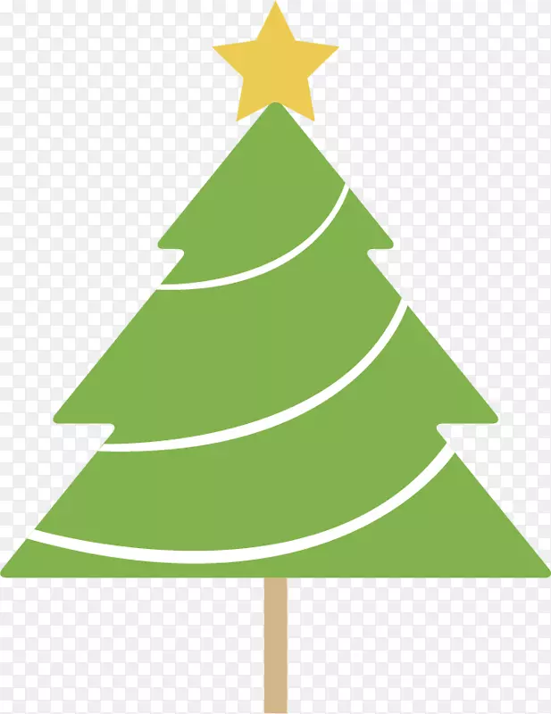 圣诞树-顶部插图-绿色圣诞树