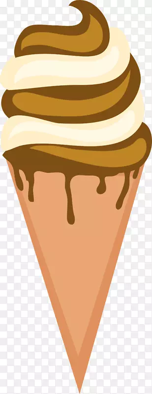 冰淇淋筒巧克力冰淇淋-黄色美味冰淇淋