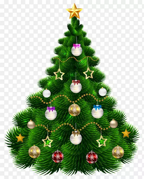 圣诞树装饰剪贴画-装饰精美的圣诞树