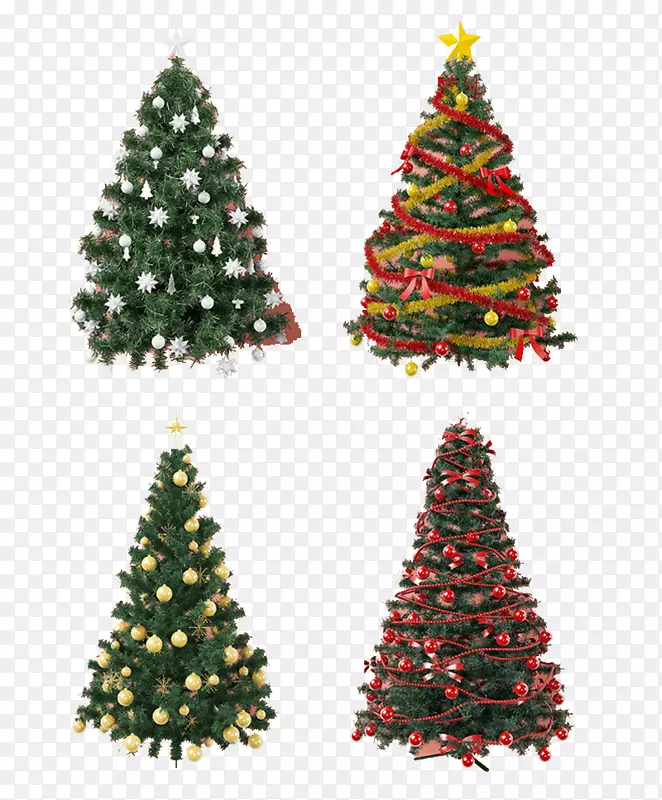 圣诞树装饰礼物-四棵圣诞树