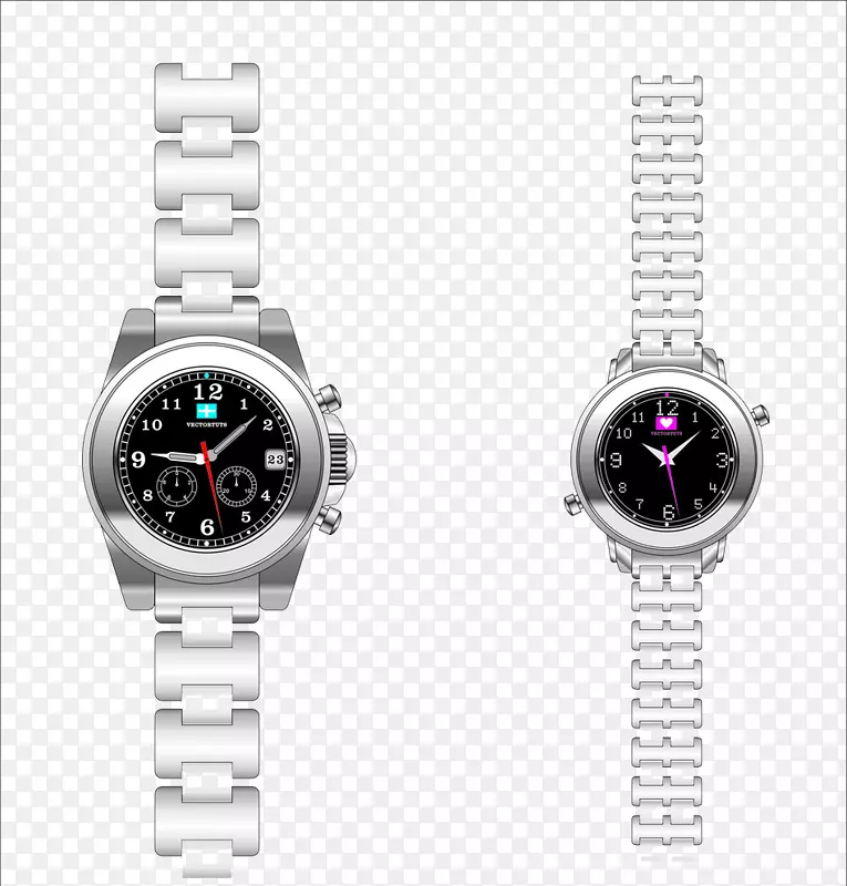 手表设计师时尚配饰表带-一对银制手表