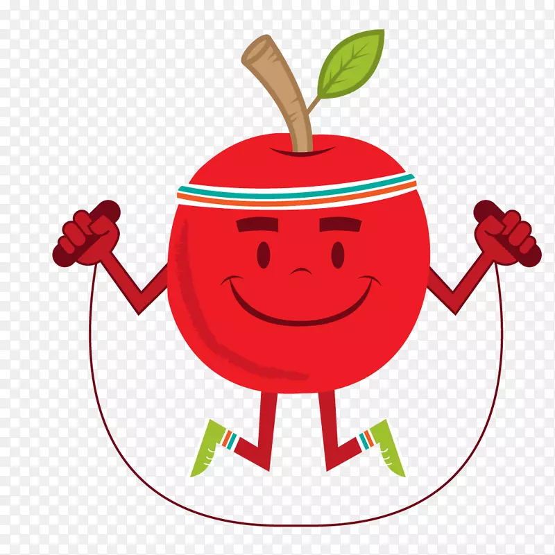 体育锻炼节食营养私人教练跳过卡通红苹果